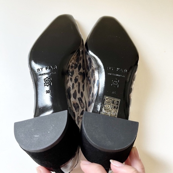 BY FAR Andrea Leopard Print PVC Block Heel Pumps in Black - Picture 10 of 12